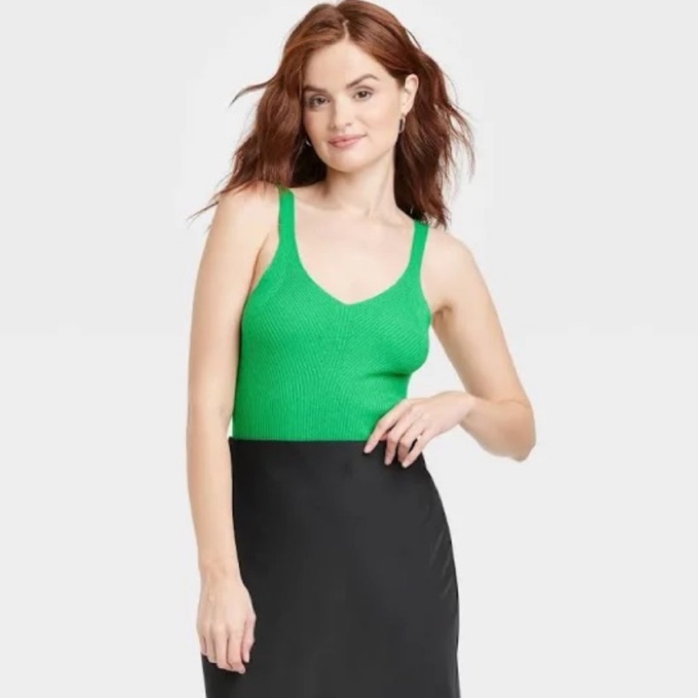 A New Day, kelly green, Knit Tank top, Knit Tank Top, L
